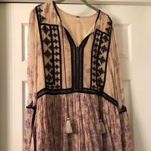 Free People Black Embroidered Tunic